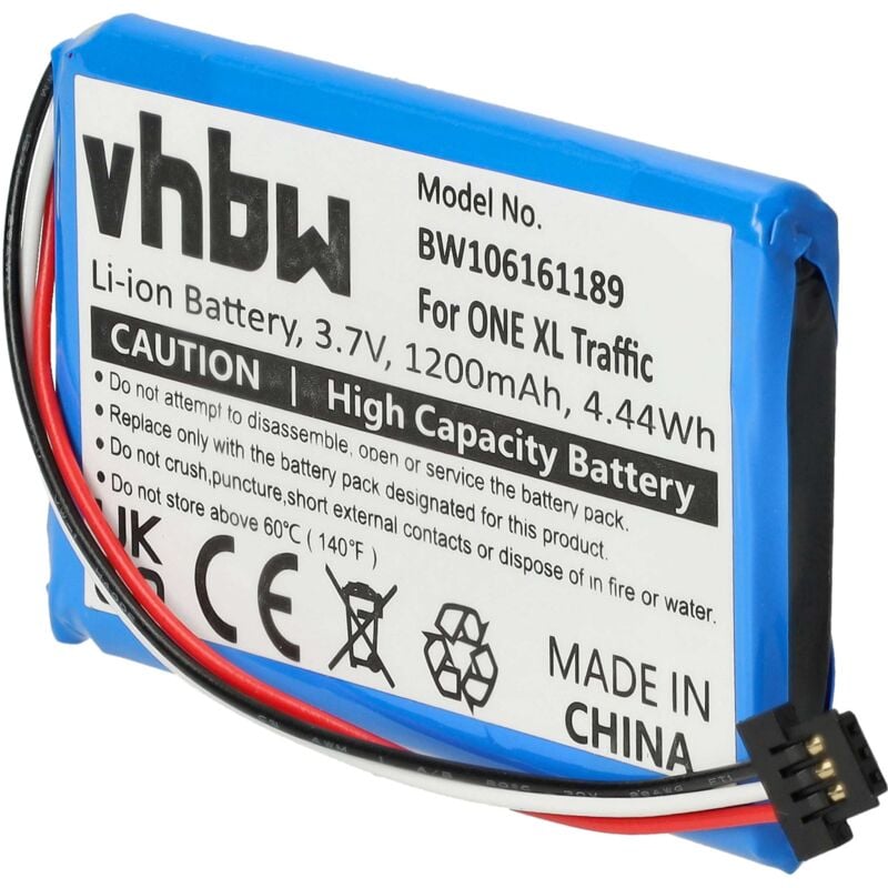 foto del prodotto vhbw batteria compatibile con tomtom one xl traffic, xl europe traffic navigatore gps 1200mah, 3,7v, li ion 