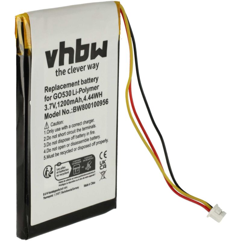 foto del prodotto vhbw batteria compatibile con tomtom satnav, 4ch5.000.00 navigatore gps 1200mah, 3,7v, li poly 