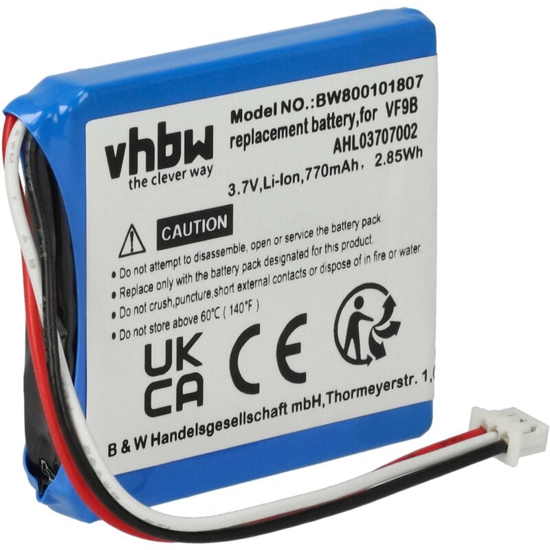 foto del prodotto vhbw batteria compatibile con tomtom start 2 regional, start europe, start regional navigatore gps 770mah, 3,7v, li ion 