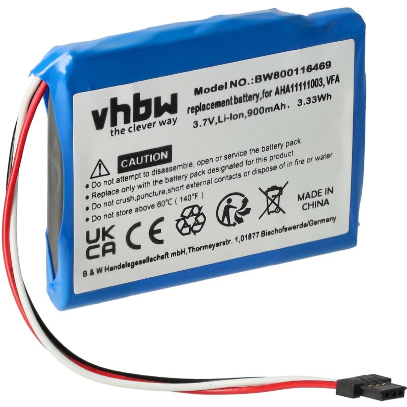 foto del prodotto vhbw batteria compatibile con tomtom via 1605 navigatore gps 900mah, 3,7v, li ion 