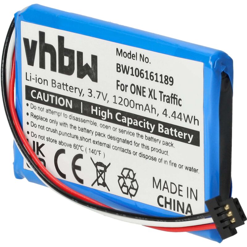 foto del prodotto vhbw batteria compatibile con tomtom xl 2 v4, 30, 4eg0.001.08, 4em0.001.02, 4em0.001.01 navigatore gps 1200mah, 3,7v, li ion 