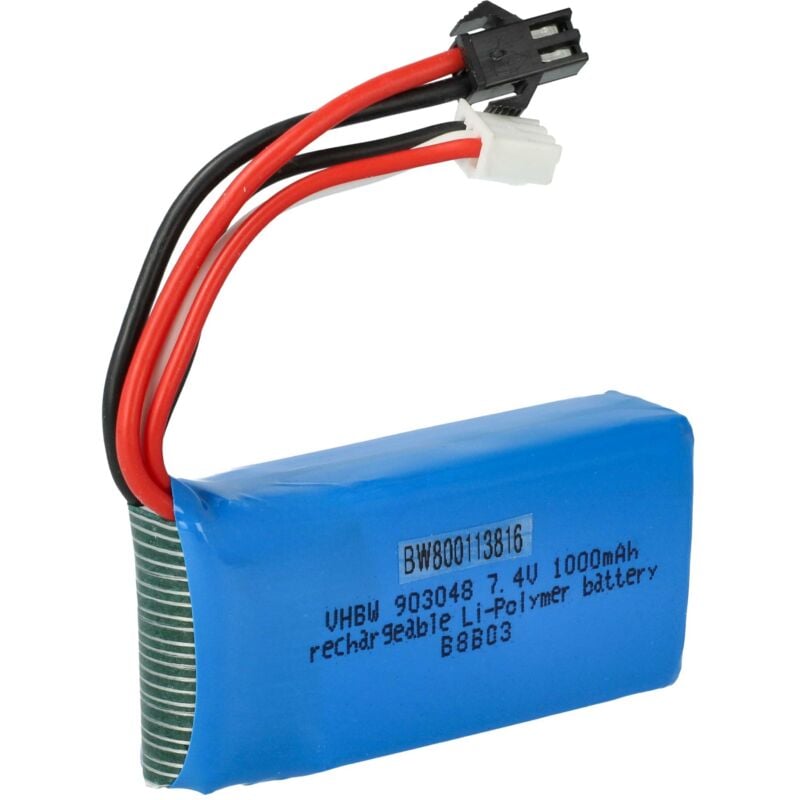 foto del prodotto vhbw batteria compatibile con udi lark fpv u842 1, falcon u842 drone quadricottero multicottero 1000mah, 7,4v, li ion 