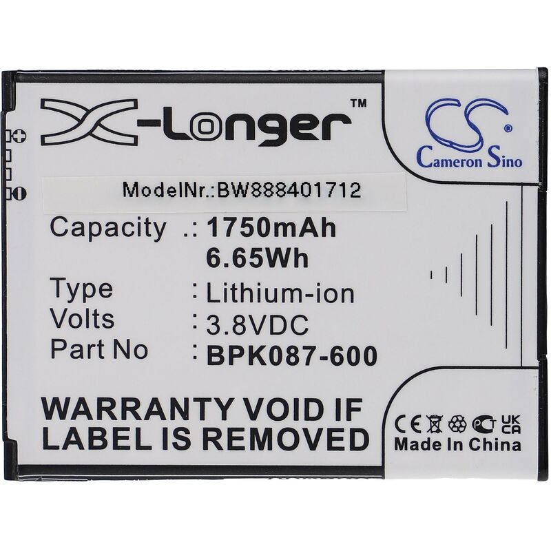 foto del prodotto vhbw batteria compatibile con verifone ipay e285, e285 lettore di codici a barre, pos 1750mah, 3,8v, li ion 
