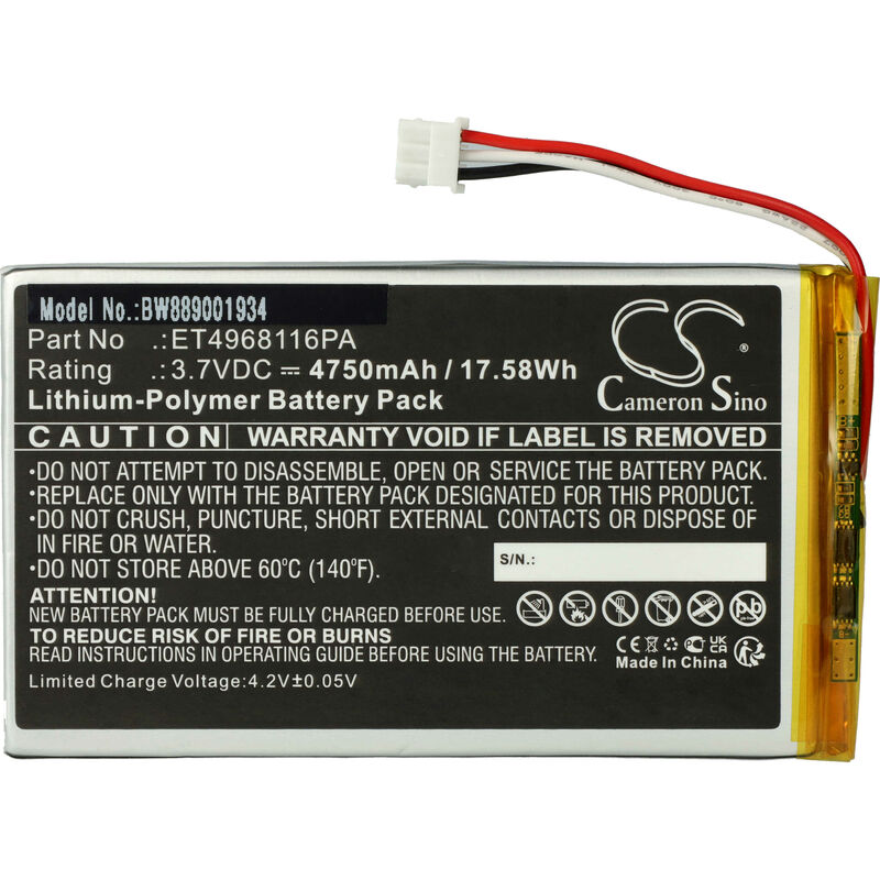 foto del prodotto vhbw batteria compatibile con voice caddie sc300 carrello da golf elettrico portamazze 4750mah, 3,7v, li ion 