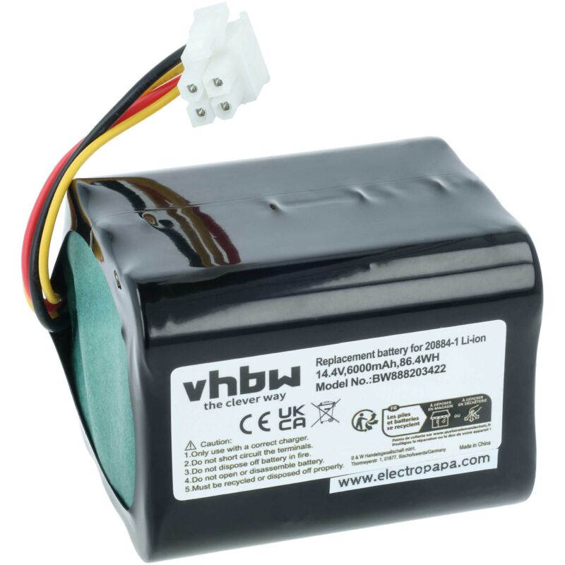 foto del prodotto vhbw - batteria compatibile con vorwerk folletto vr200 aspirapolvere (6000mah, 14,4v, li-ion)