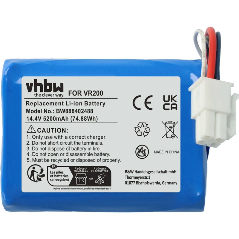 foto del prodotto vhbw batteria compatibile con vorwerk folletto vr200 home cleaner 5200mah, 14,4v, li ion 