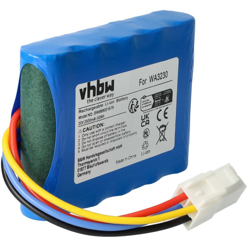 foto del prodotto vhbw batteria compatibile con worx wr106si, wr110mi, wr106si.1, wr110mi.1, wr115mi rasaerba 2500mah, 20v, li ion