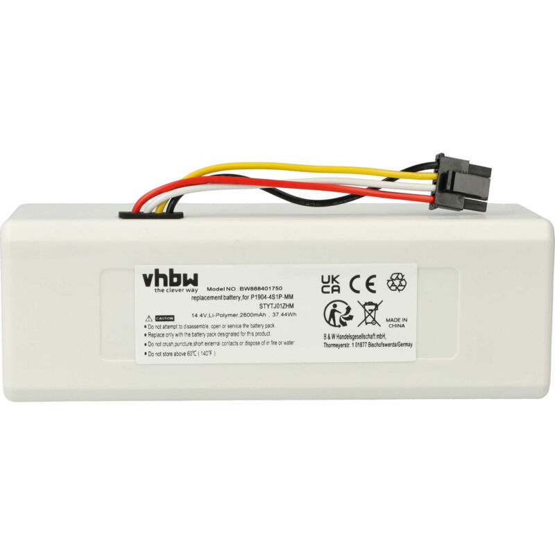 foto del prodotto vhbw batteria compatibile con xiaomi roborock q7 max q7m52 00, q7 max q7m02 00, q7 max q7mp52 01 home cleaner 2600mah, 14,4v, li ion 