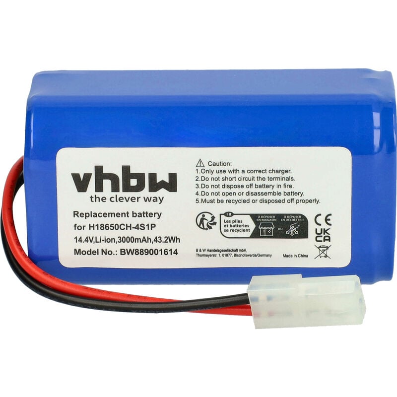 foto del prodotto vhbw batteria compatibile con xiaomi robot vacuum e12, skv4136gl, mi robot vacuum mop essential home cleaner 3000mah, 14,4v, li ion 