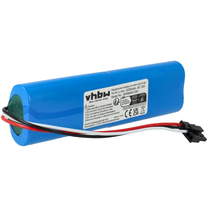 foto del prodotto vhbw batteria compatibile con xiaomi viomi v2 pro, viomi v3, stytj02ym, viomi v rvclm26b, styj02ym aspirapolvere 3200mah, 14,4v, li ion 