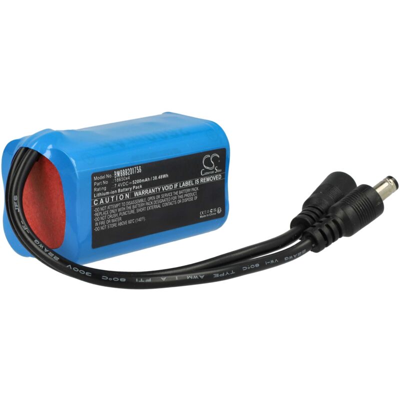 foto del prodotto vhbw batteria compatibile con xml t6 led luce per bicicletta, faro 5200mah, 7,4v, li ion 