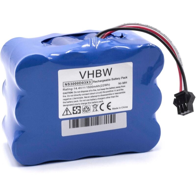 foto del prodotto vhbw batteria compatibile con xrobot xr510 aspirapolvere 1500mah, 14,4v, nimh 