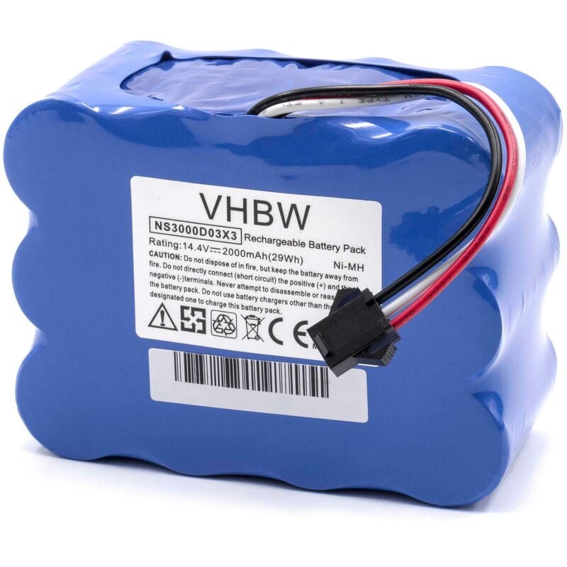 foto del prodotto vhbw batteria compatibile con zebot z320 aspirapolvere 2000mah, 14,4v, nimh 