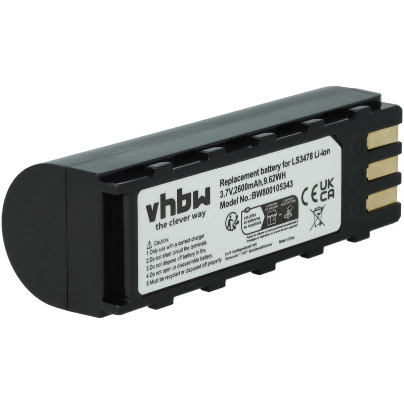 foto del prodotto vhbw - batteria compatibile con zebra ds3478-dp, ds3478, ds3578-hd, ds3478-sf, ds3578-sr lettore di codici a barre, pos 2600mah, 3,7v, li-ion