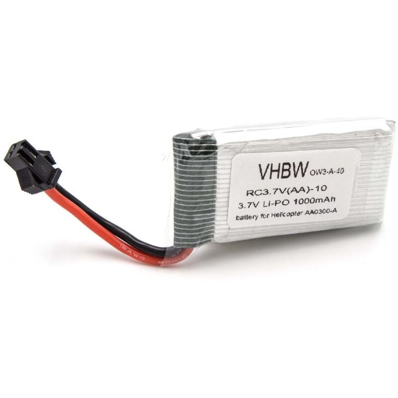 foto del prodotto vhbw batteria compatibile con zoopa 300, aa0302, aa0300 a, 300 movie helicopter aa0300 modellismo 1000mah, 3,7v, li ion 