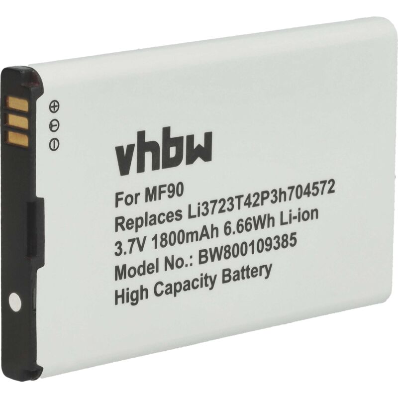 foto del prodotto vhbw batteria compatibile con zte mf90u, mf91d, mf91s, mf91s , mf91s2, mf90c, mf90c1, mf90s hotspot modem router portatile 1800mah, 3,7v, li ion 