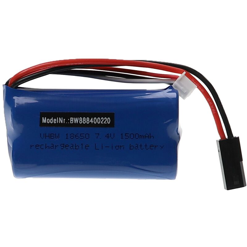 foto del prodotto vhbw batteria con 5500 2p per modellismo per es. compatibile con syma, mjx 1500mah, 7,4v, li ion, 69 x 37 x 19 mm 