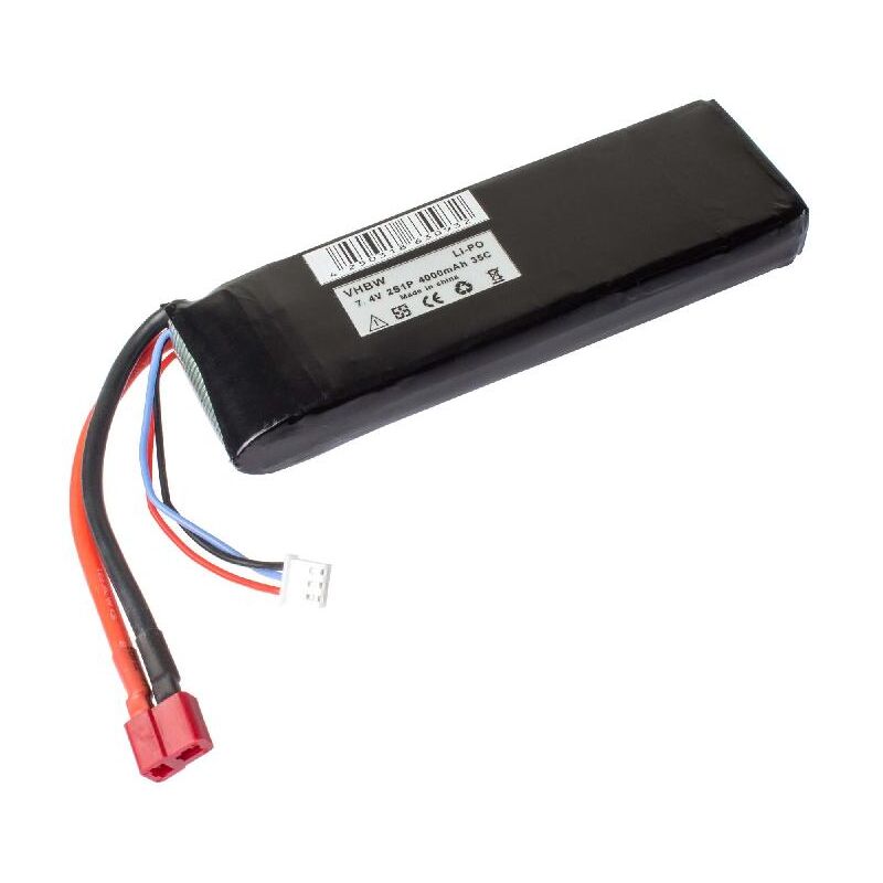 foto del prodotto vhbw batteria con awg 12 awg 22 per modellismo 4000mah, 7,4v, li poly 