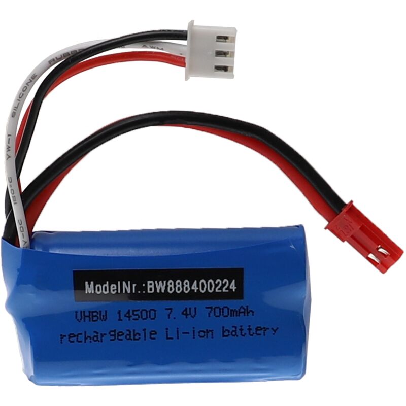 foto del prodotto vhbw batteria con bec compatibile con fei lun ft007, fx059 modellismo 700mah, 7,4v, li ion, 54 x 28 x 15 mm 