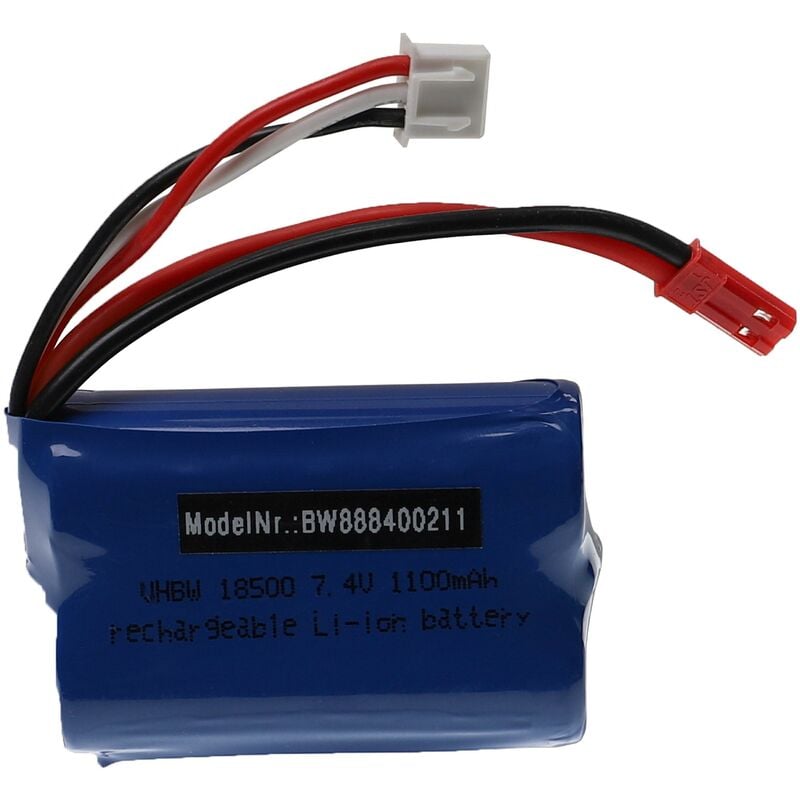 foto del prodotto vhbw batteria con bec compatibile con mjx t10, t11, t34 modellismo 1100mah, 7,4v, li ion, 55 x 37 x 19 mm 