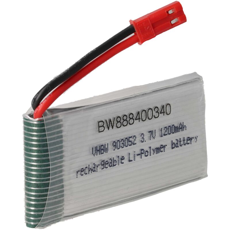 foto del prodotto vhbw batteria con bec per modellismo per es. macchine da corsa, elicotteri, aerei 1200mah, 3,7v, li poly, 57 x 29 x 10 mm 