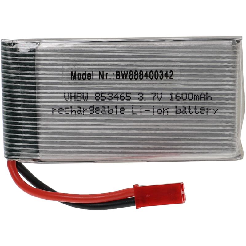 foto del prodotto vhbw batteria con bec per modellismo per es. macchine da corsa, elicotteri, aerei 1600mah, 3,7v, li poly, 68 x 34 x 9 mm 