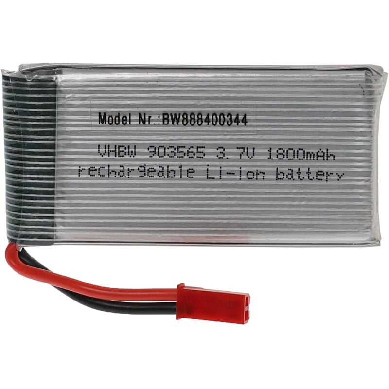 foto del prodotto vhbw batteria con bec per modellismo per es. macchine da corsa, elicotteri, aerei 1800mah, 3,7v, li poly, 69 x 35 x 10 mm 