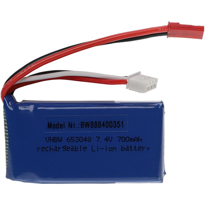 foto del prodotto vhbw batteria con bec per modellismo per es. macchine da corsa, elicotteri, aerei 700mah, 7,4v, li poly, 55 x 31 x 13 mm 