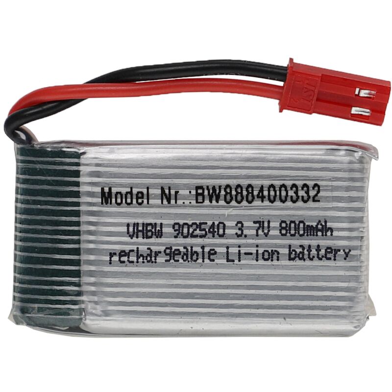 foto del prodotto vhbw batteria con bec per modellismo per es. macchine da corsa, elicotteri, aerei 800mah, 3,7v, li poly, 45 x 25 x 10 mm 