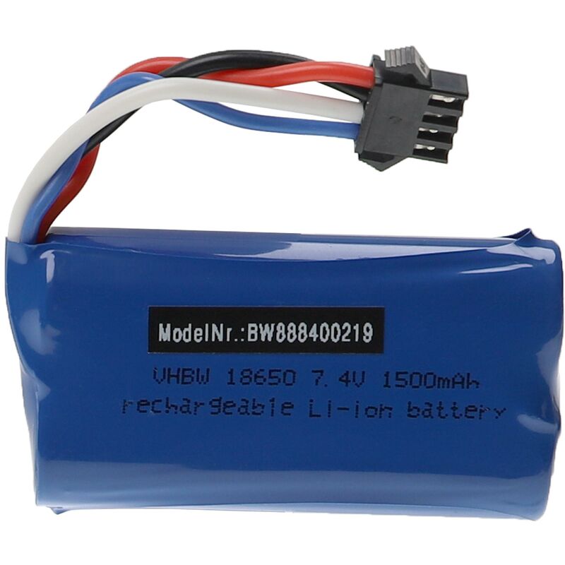 foto del prodotto vhbw batteria con connettore a t compatibile con udi 002, 902 modellismo 1500mah, 7,4v, li ion, 72 x 37 x 19 mm 
