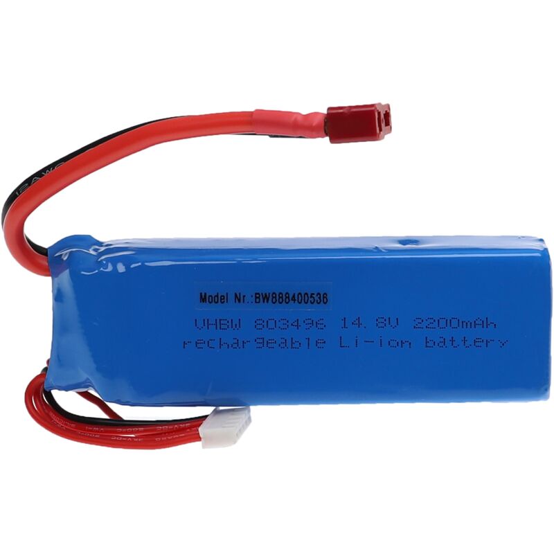 foto del prodotto vhbw batteria con connettore a t per modellismo per es. macchine da corsa, elicotteri, aerei 2200mah, 14,8v, li poly, 110 x 34 x 32 mm 