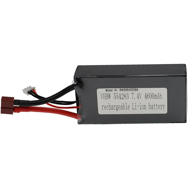 foto del prodotto vhbw batteria con connettore a t per modellismo per es. macchine da corsa, elicotteri, aerei 4600mah, 7,4v, li poly, 96 x 47 x 26 mm 