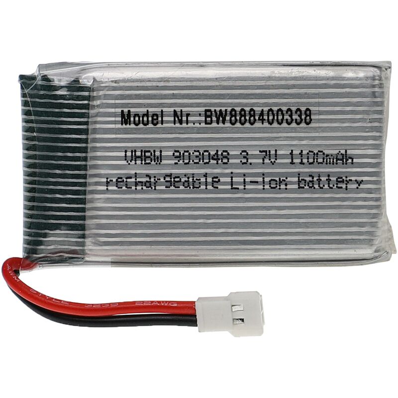 foto del prodotto vhbw batteria con connettore xh2.54 per modellismo per es. macchine da corsa, elicotteri, aerei 1100mah, 3,7v, li poly, 53 x 30 x 10 mm 