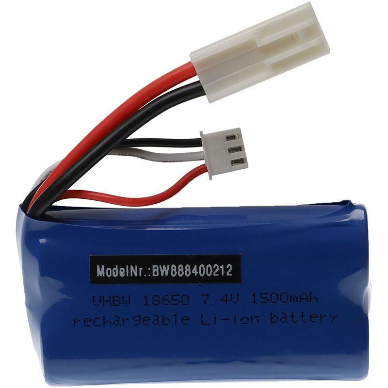 foto del prodotto vhbw batteria con el 2p compatibile con fei lun ft009 modellismo 1500mah, 7,4v, li ion, 68 x 37 x 19 mm 
