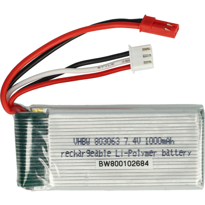 foto del prodotto vhbw batteria con jst syp 2p per modellismo 1000mah, 7,4v, li poly 
