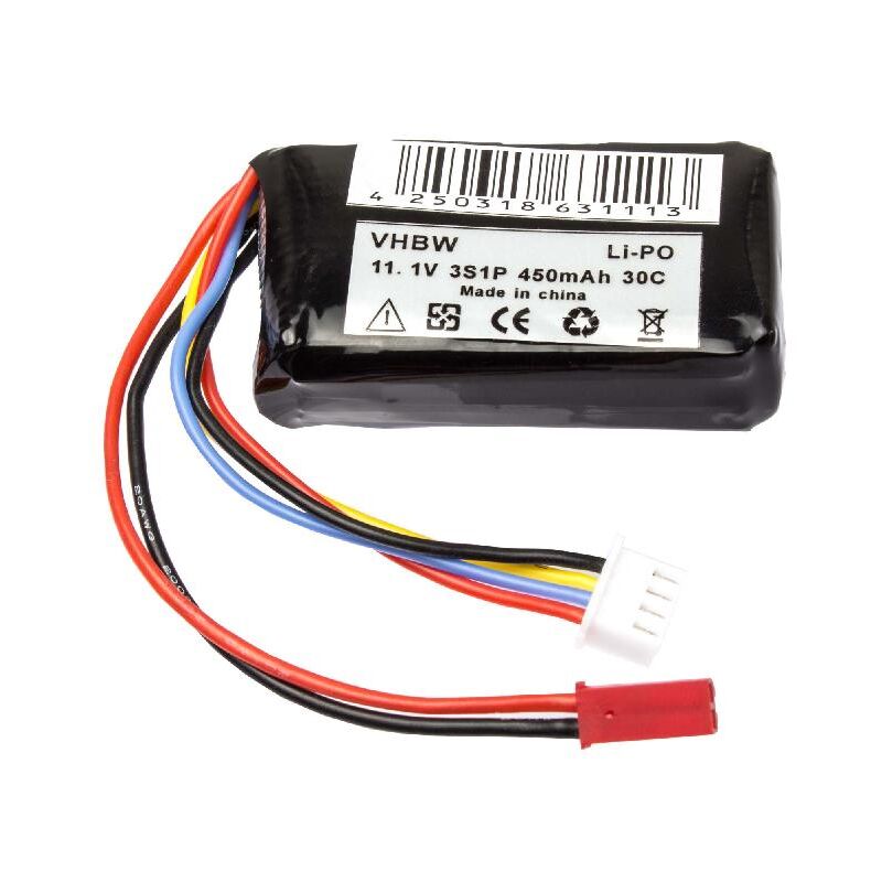 foto del prodotto vhbw batteria con jst syp 2p per modellismo 450mah, 11,1v, li poly 
