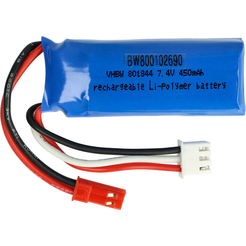 foto del prodotto vhbw batteria con jst syp 2p per modellismo 450mah, 7,4v, li poly 