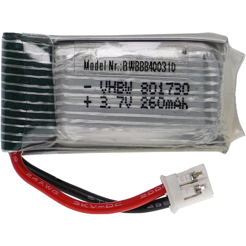 foto del prodotto vhbw batteria con ph 2.0 2p per modellismo per es. macchine da corsa, elicotteri, aerei 260mah, 3,7v, li poly, 34 x 18 x 8 mm 