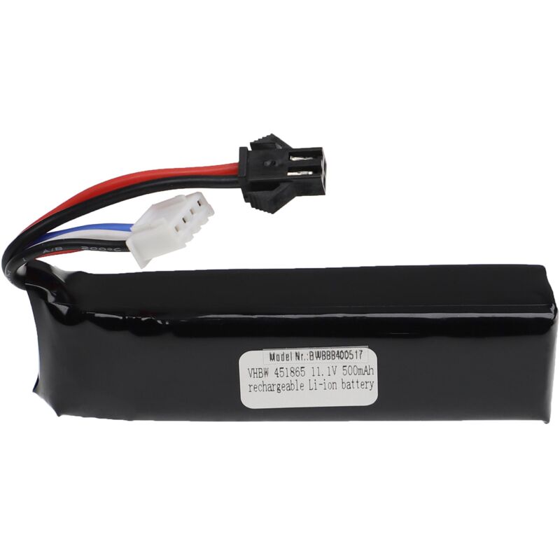 foto del prodotto vhbw batteria con sm 2p per modellismo per es. macchine da corsa, elicotteri, aerei 500mah, 11,1v, li poly, 75 x 15 x 14 mm 