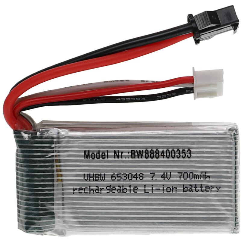 foto del prodotto vhbw batteria con sm 2p per modellismo per es. macchine da corsa, elicotteri, aerei 700mah, 7,4v, li poly, 53 x 30 x 15 mm 