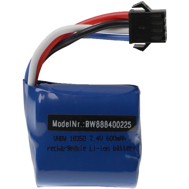 foto del prodotto vhbw batteria con sm 4p compatibile con udi 001 modellismo 600mah, 7,4v, li ion, 40 x 38 x 21 mm 