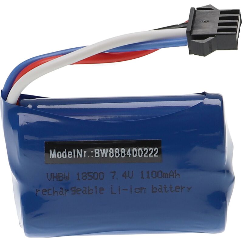 foto del prodotto vhbw batteria con sm 4p per modellismo per es. compatibile con udi, huanqi 1100mah, 7,4v, li ion, 57 x 37 x 19 mm 