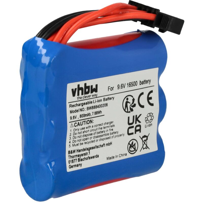 foto del prodotto vhbw batteria con sm 6p per modellismo per es. macchine da corsa, elicotteri, aerei 800mah, 9,6v, li ion, 54 x 48 x 16,5 mm 