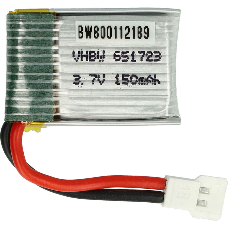 immagine 0 del prodotto vhbw batteria con walkera a 2 pin sostituisce jjrc 651723 per modellismo 150mah, 3,7v, li poly, 25 x 17,5 x 7,6 mm 
