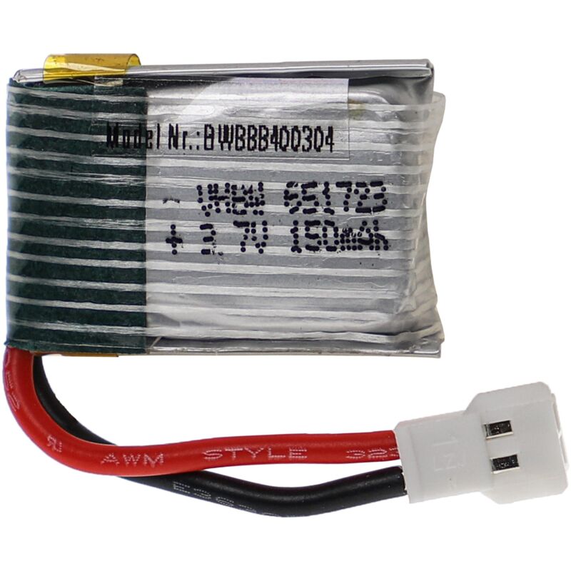 foto del prodotto vhbw batteria con xh 2.54 2p per modellismo per es. macchine da corsa, elicotteri, aerei 150mah, 3,7v, li poly, 25 x 17 x 8 mm 