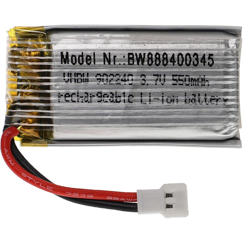 foto del prodotto vhbw batteria con xh 2.54 2p per modellismo per es. macchine da corsa, elicotteri, aerei 550mah, 3,7v, li poly, 42 x 22 x 10 mm 