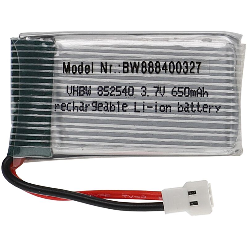 foto del prodotto vhbw batteria con xh 2.54 2p per modellismo per es. macchine da corsa, elicotteri, aerei 650mah, 3,7v, li poly, 45 x 25 x 9 mm 