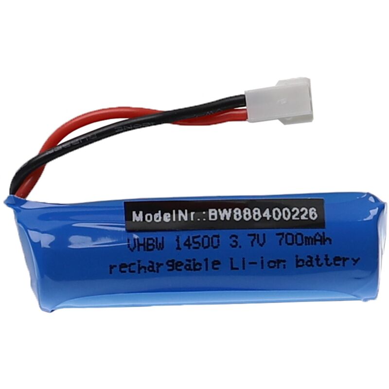 foto del prodotto vhbw batteria con xh 2.54 2p per modellismo per es. macchine da corsa, elicotteri, aerei 700mah, 3,7v, li ion, 53 x 15 mm 