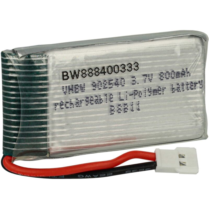 foto del prodotto vhbw batteria con xh 2.54 2p per modellismo per es. macchine da corsa, elicotteri, aerei 800mah, 3,7v, li poly, 45 x 25 x 9,8 mm 