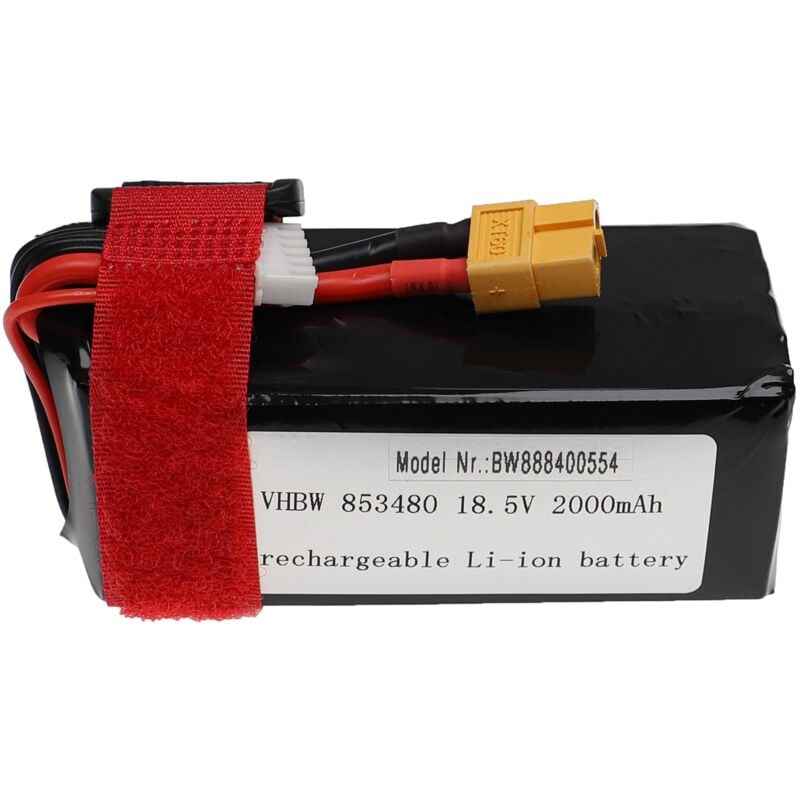 foto del prodotto vhbw batteria con xt60 per modellismo per es. macchine da corsa, elicotteri, aerei 2000mah, 18,5v, li poly, 91 x 36 x 45 mm 